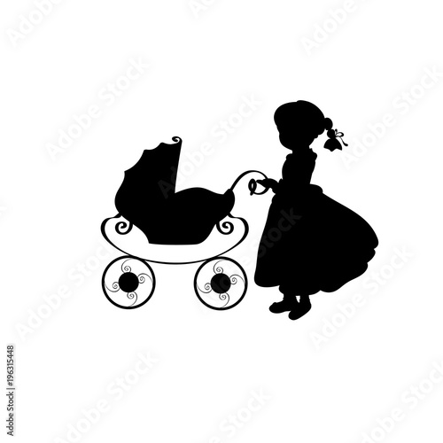 Silhouette family girl with sidecar 
