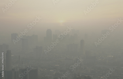 Big city in the fog, Bangkok Thailand
