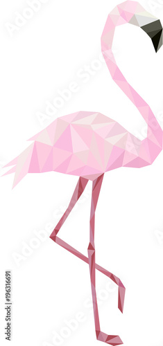 Pink low poly flamingo