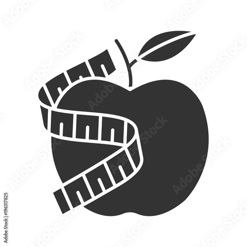 Measuring tape around apple glyph icon