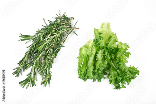 fresh, green salad isolated on white background