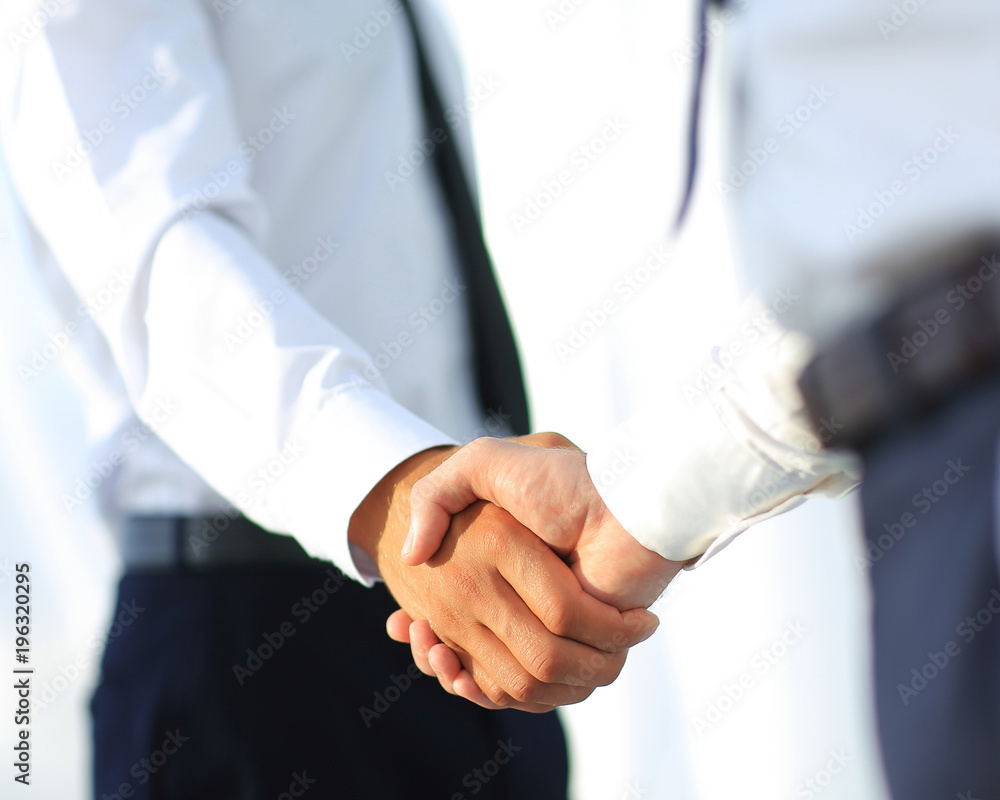 Business handshake and business people. Business concept. Business handshake and business people. Business concept.