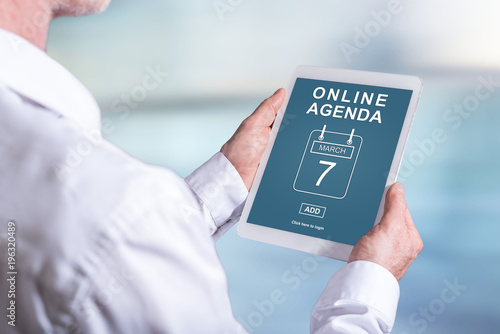 Online agenda concept on a tablet