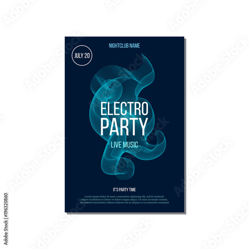 Electro party music invitation poster