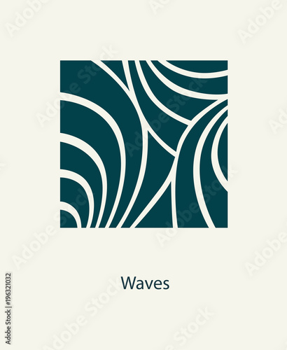 Water Wave Logo abstract design. Cosmetics Surf Sport Logotype concept. Square aqua icon. 