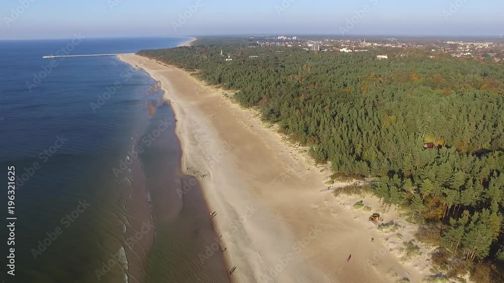 Aerial landscape, Baltic sea coast, sand beach in Palanga, Lithuania. Aerial landscape, Baltic sea coast, sand beach in Palanga, Lithuania.