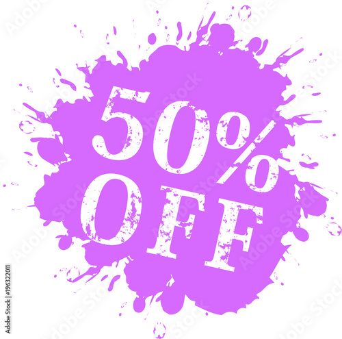 50% Colorful splash discount label