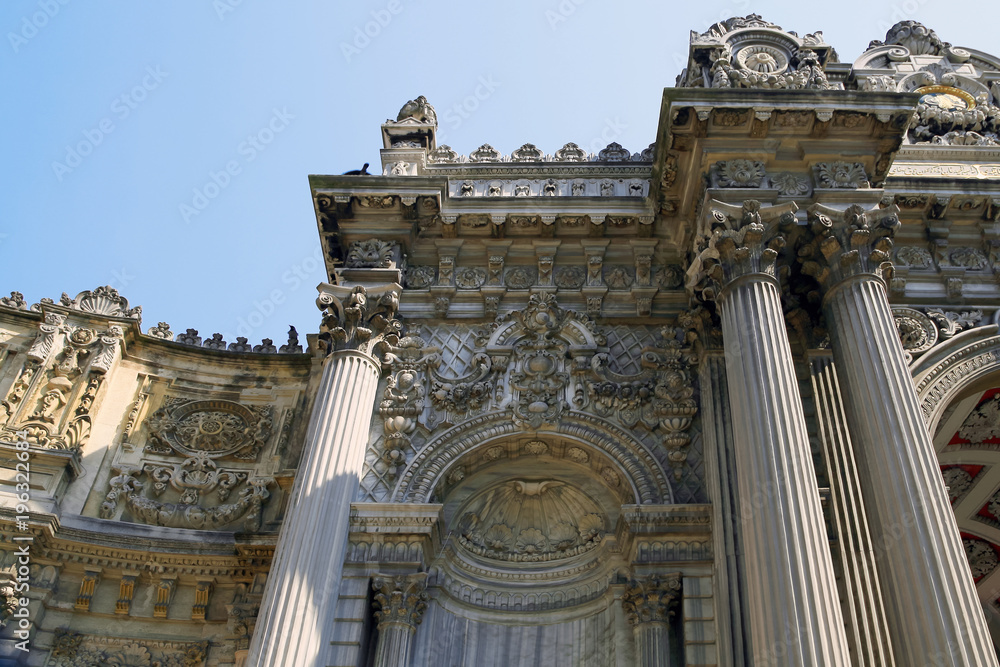 ISTANBUL, TURKEY - MARCH 25, 2012: Decorative stucco of Dolmabahce Palace.
