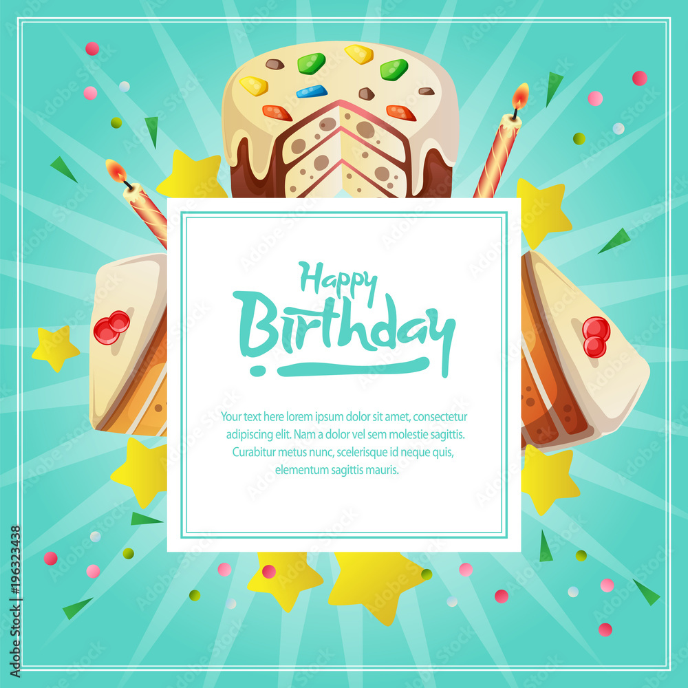 Fototapeta premium birthday card template with cute tart