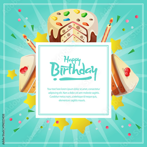 birthday card template with cute tart