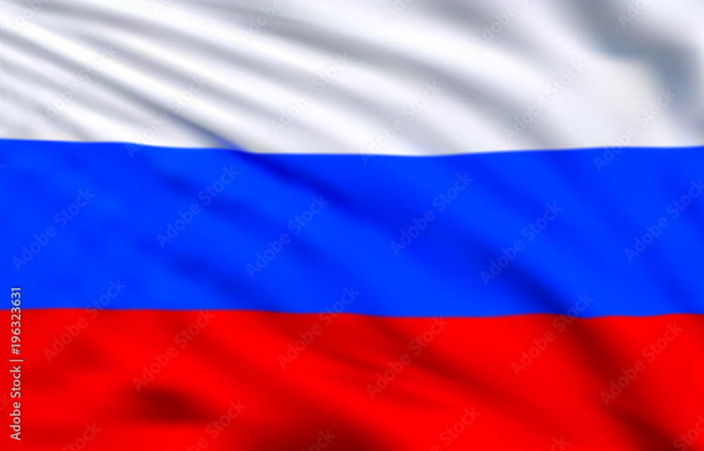 Russian flag waving in the wind. Slightly blurred, defocused background. Russian flag waving in the wind. Slightly blurred, defocused background.