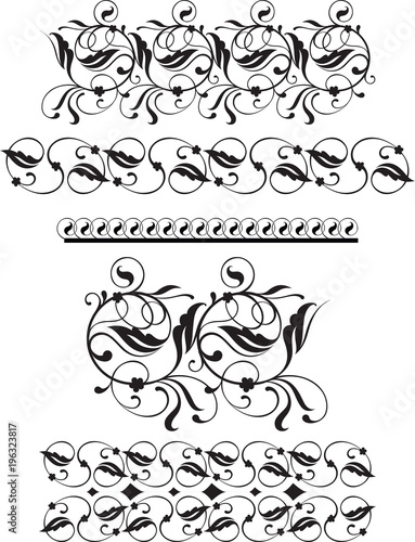 Set of calligrafic florish decoration design elements dividers, borders. photo