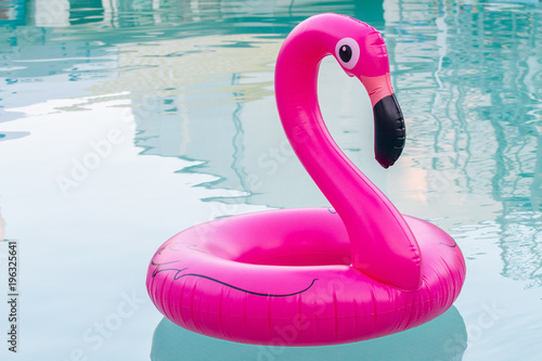 The inflatable circle. Pink Flamingo. Summer. Pool.