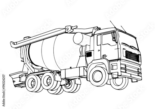 sketch of concrete mixer vector