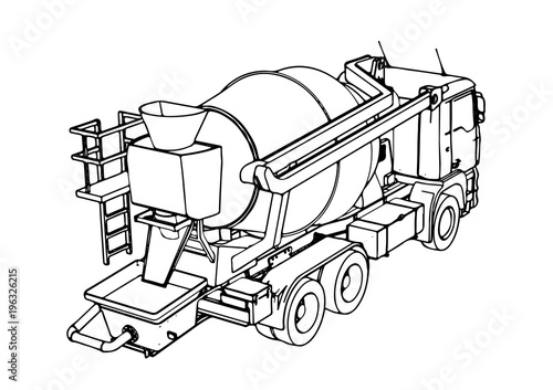 sketch of concrete mixer vector