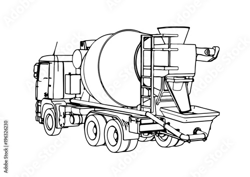 sketch of concrete mixer vector
