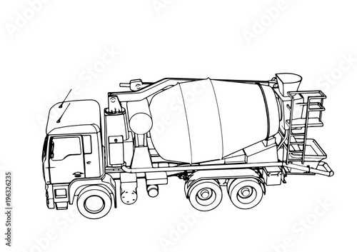 sketch of concrete mixer vector