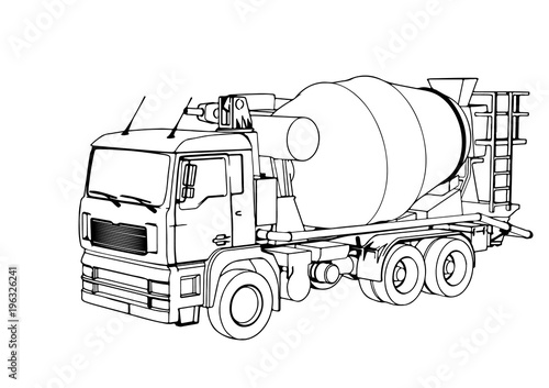 sketch of concrete mixer vector