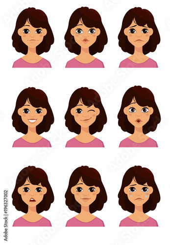 Face expressions of a cute woman