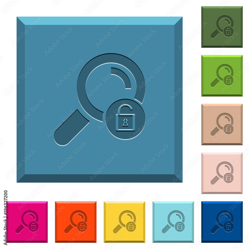 Unlock search engraved icons on edged square buttons Unlock search engraved icons on edged square buttons
