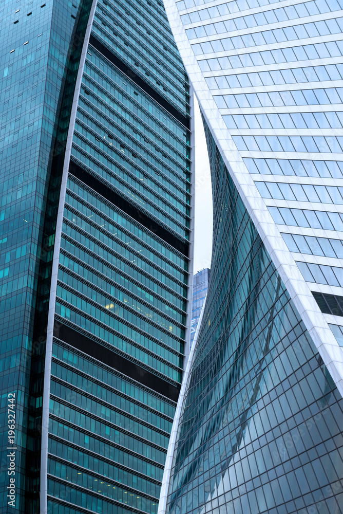 Modern architecture with a lot of square glass windows Modern architecture with a lot of square glass windows