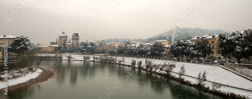 Verona Italy - Adige River with the Snow