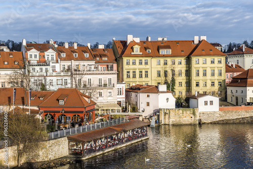 Picturesque neighborhoods on the banks of the Vltava river