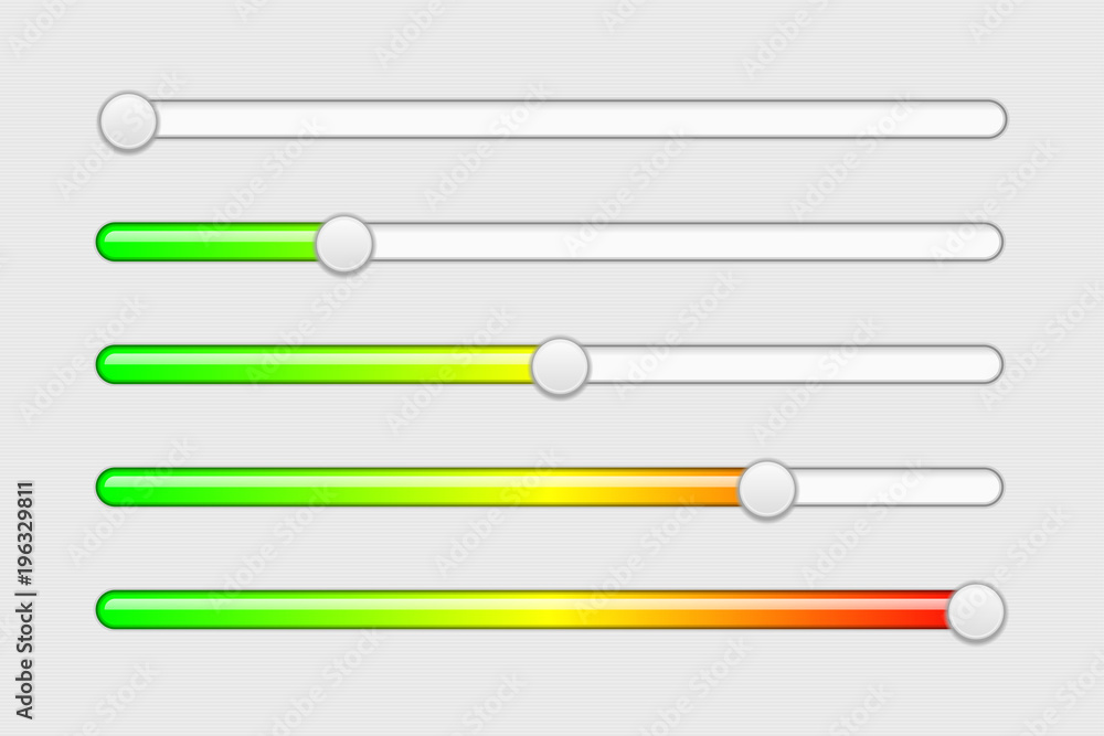 Interface slider buttons. With colored scale Interface slider buttons. With colored scale