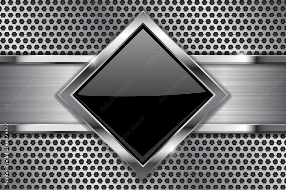 Metal background. Black glass plate on perforated texture Stock Vector |  Adobe Stock