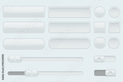 Light grey interface buttons, sliders and toggle switches