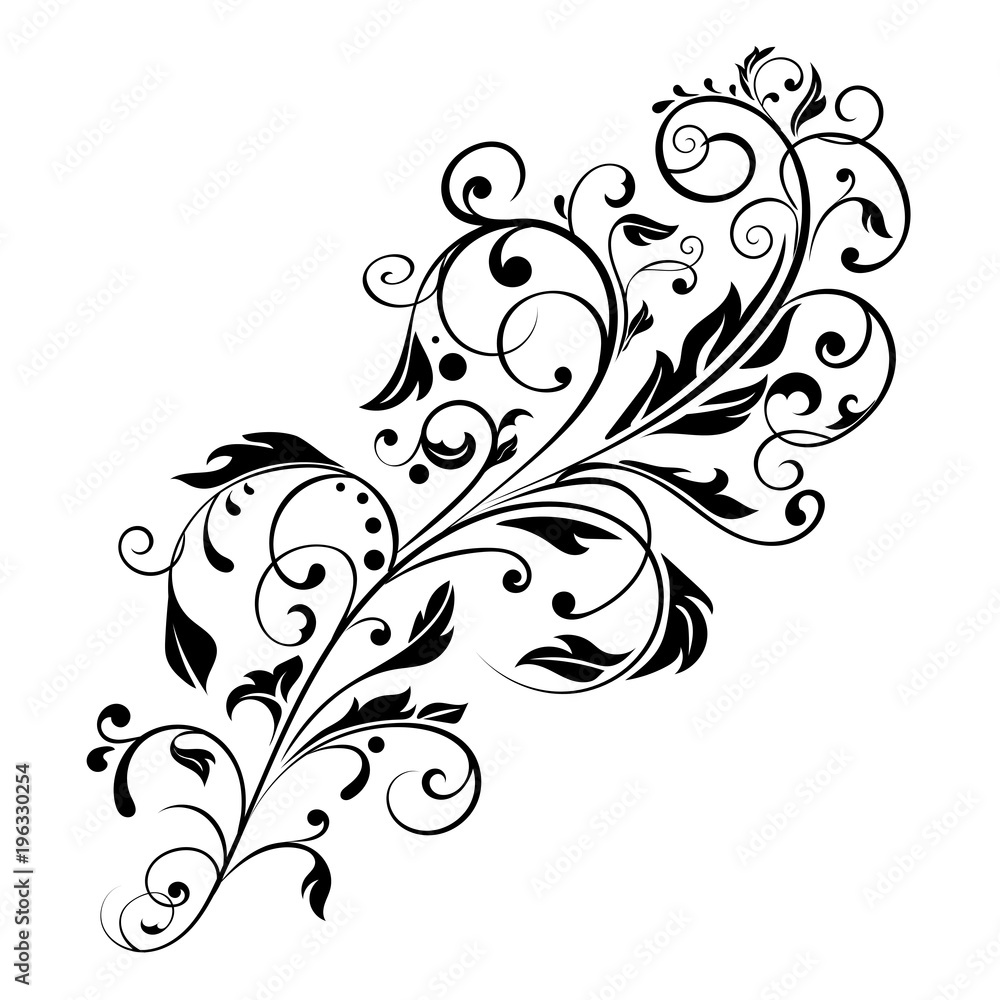 Floral decorative ornament. Flower branch Floral decorative ornament. Flower branch