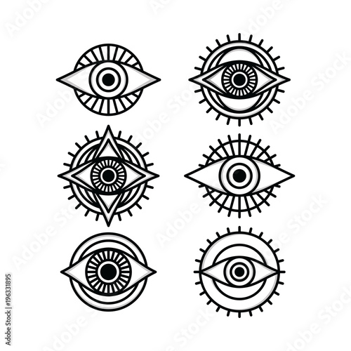 one eye sign symbol logo logotype collection