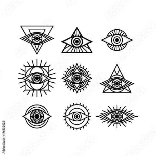 one eye sign symbol logo logotype collection