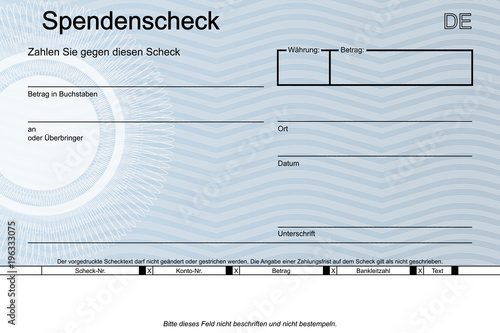Scheck Muster blau mit Siegel