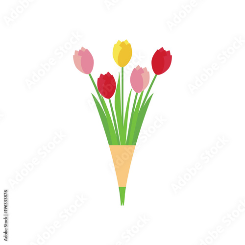 Fototapeta Naklejka Na Ścianę i Meble -  Beautiful bouquet multicolored tulips.