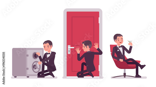 Secret agent man, gentleman spy of intelligence service at duty