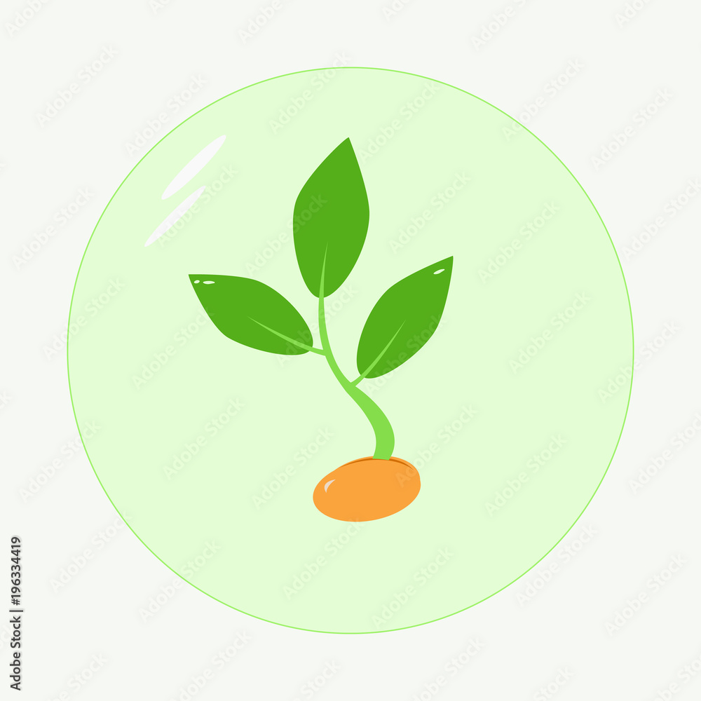 Planting seed sprout in ground. Symbol grow sapling. Icon, flat isolated on white background. Vector illustration Planting seed sprout in ground. Symbol grow sapling. Icon, flat isolated on white background. Vector illustration