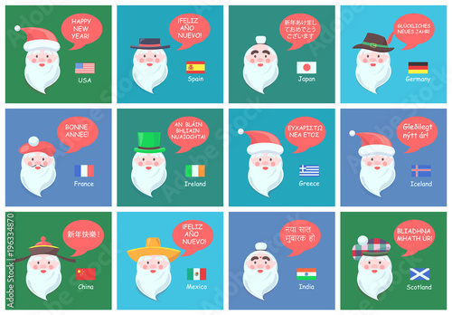Santa Clauses from Different Countries Banners