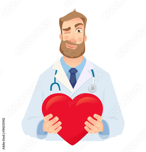 doctor holding red heart