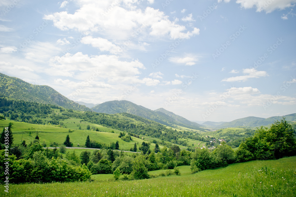 A scenic view of town of Terchova in the vallery in Slovakia A scenic view of town of Terchova in the vallery in Slovakia
