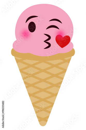 Eiscreme Emoji - Kussmund mit Herz