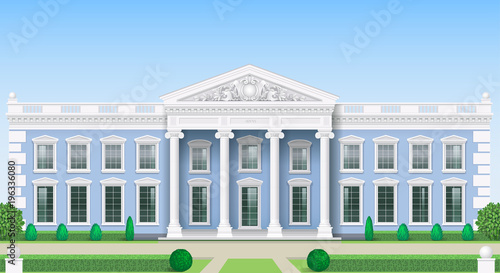 The facade of a classical public building is a Palace, a courthouse or a theater, a Parliament or a Museum. Classicism. Vector graphics