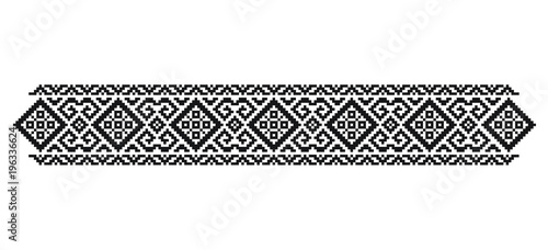 Traditional Romanian folk art knitted embroidery pattern