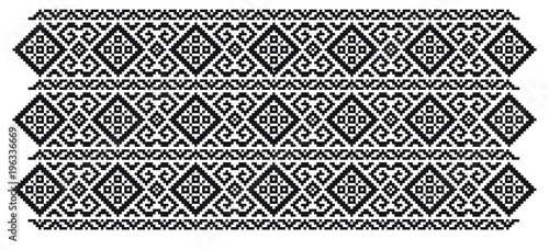 Canvas Print Traditional Romanian folk art knitted embroidery pattern