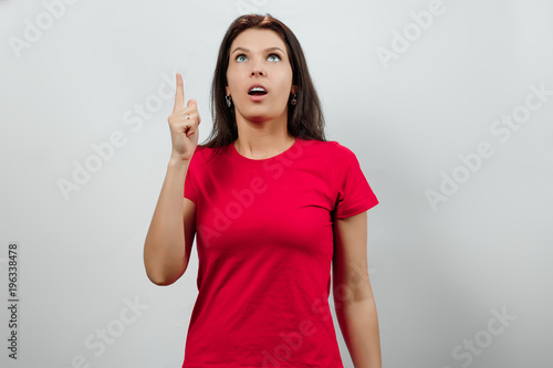 Wallpaper Mural Closeup portrait intelligent excited young woman who just came up with idea aha, isolated white background. Positive human emotion, facial expression feeling, attitude, perception, body language Torontodigital.ca