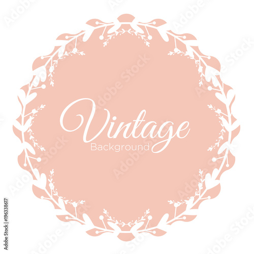 Vector illustration of round vintage frame with place for text, vintage pastel background.