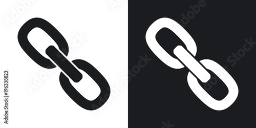 Vector chain or link icon. Two-tone version on black and white background