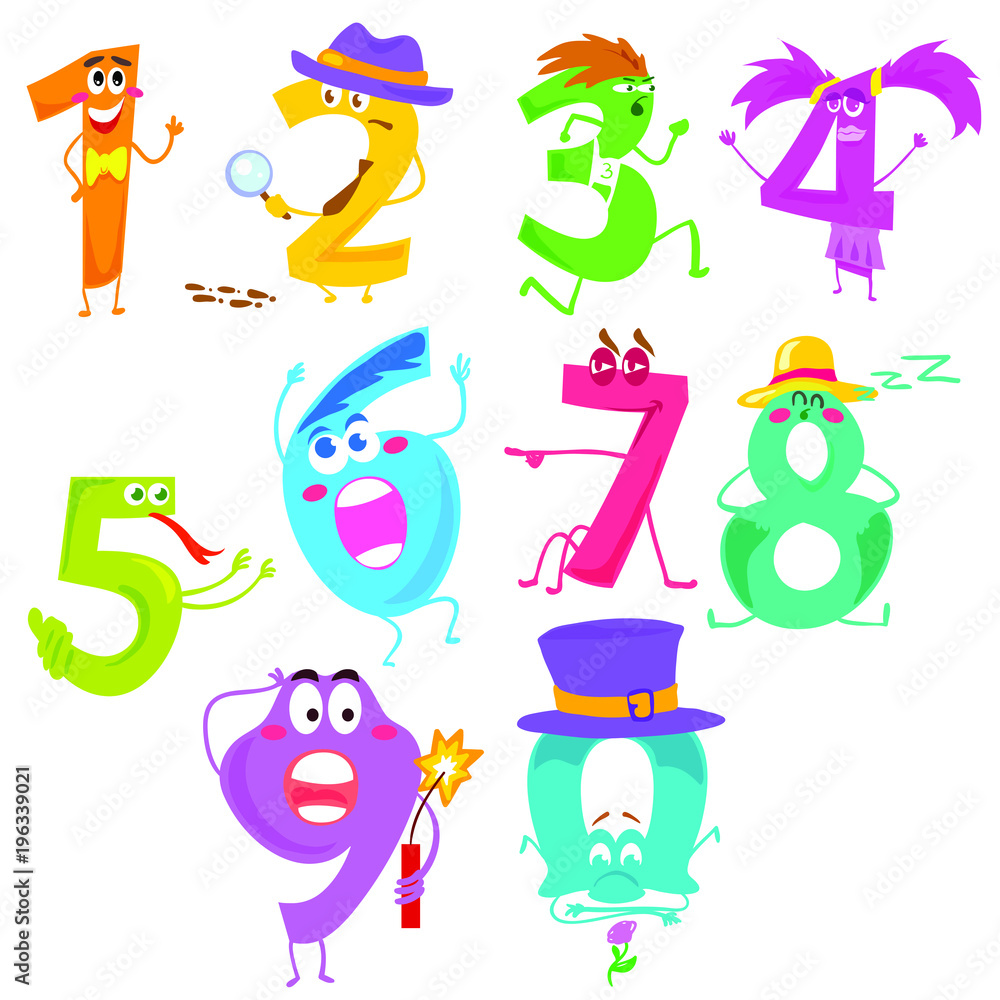 Cute Numbers Character One Two Three Stock Vector (Royalty Free) 1662978709