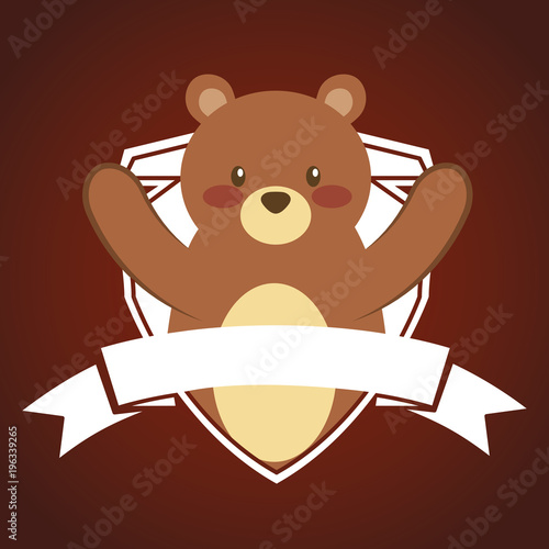 forest of the animals cute bear emblem vector illustration photo