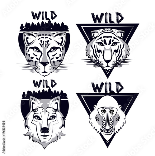 Wild animals for tshirt prints vector illustration graphic design